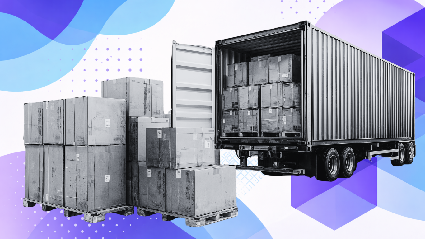 Illustration of a truck being loaded in a warehouse