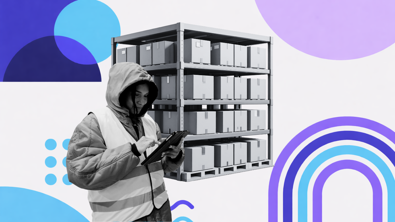 Illustration of a worker in a warehouse