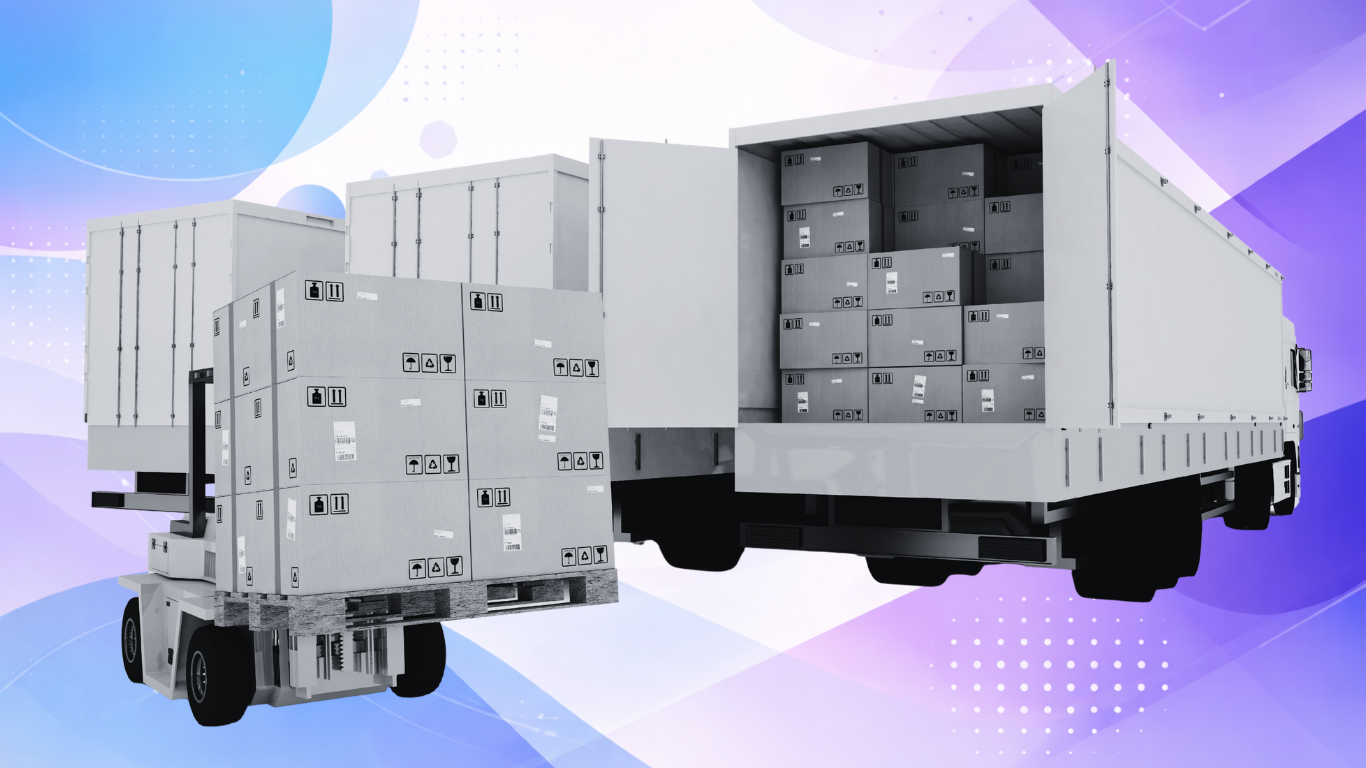 Illustration of warehouse logistics with many boxes