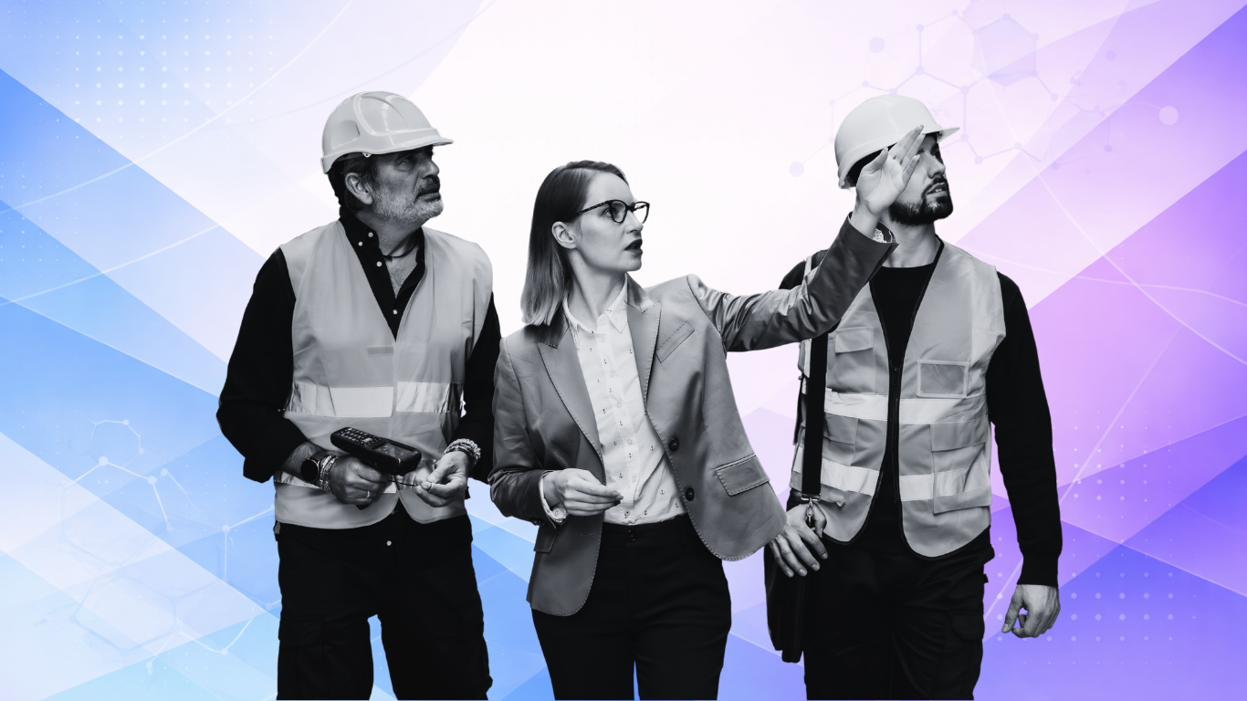 illustration of an executive talking to warehouse workers